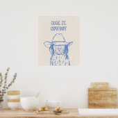 Koel Af Cowboy Western Hond Poster Grappig Trendy (Keuken)
