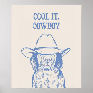 Koel Af Cowboy Western Hond Poster Grappig Trendy