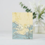 Koel afbeelding grote blauwe oceaangolven briefkaart (Staand voorkant)