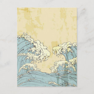 Koel afbeelding grote blauwe oceaangolven briefkaart