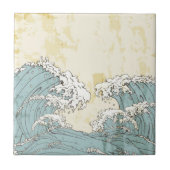 Koel afbeelding grote blauwe oceaangolven tegeltje (Voorkant)