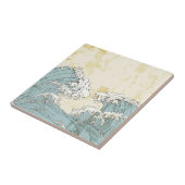 Koel afbeelding grote blauwe oceaangolven tegeltje (Zijkant)