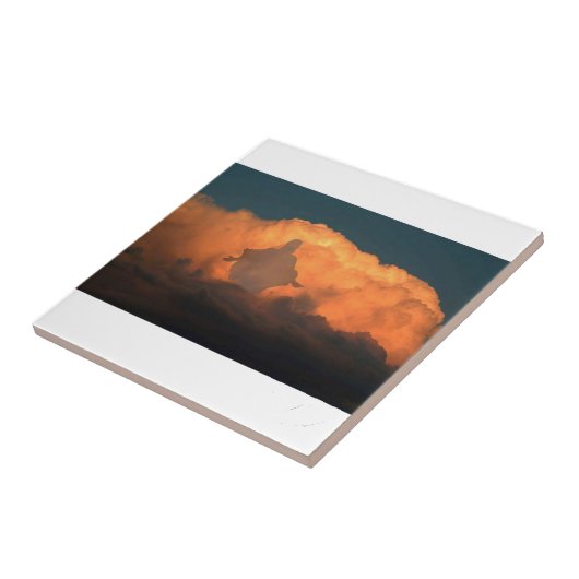 Koel Afbeelding van Jezus op wolken Tegeltje (Zijkant)