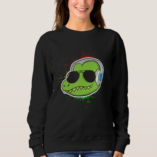 Koel Alligator met hoofdtelefoonalligator Trui (Voorkant)