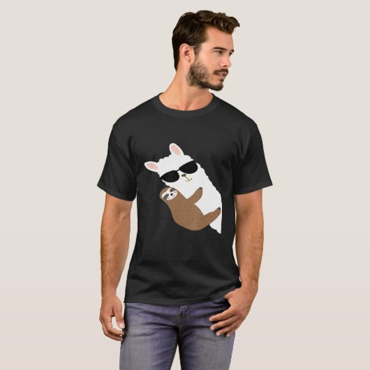 Koel Alpaca met zonnebril en luidop T-shirt (Voorkant volledig)