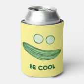 Koel als komkommer "BE COOL" Funny Waterverf Blikjeskoeler (Blikje Voorkant)