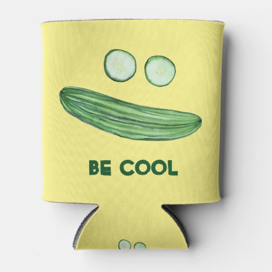 Koel als komkommer "BE COOL" Funny Waterverf Blikjeskoeler (Voorkant)