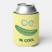 Koel als komkommer "BE COOL" Funny Waterverf Blikjeskoeler (Blikje Achterkant)