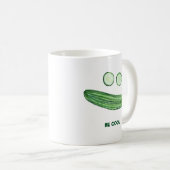 Koel als komkommer "BE COOL" Funny Waterverf Koffiemok (Voorkant rechts)