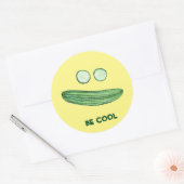 Koel als komkommer "BE COOL" Funny Waterverf Ronde Sticker (Envelop)