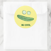 Koel als komkommer "BE COOL" Funny Waterverf Ronde Sticker (Tas)