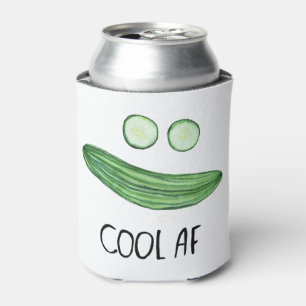 Koel als komkommer "Cool AF" Funny Waterverf Blikjeskoeler
