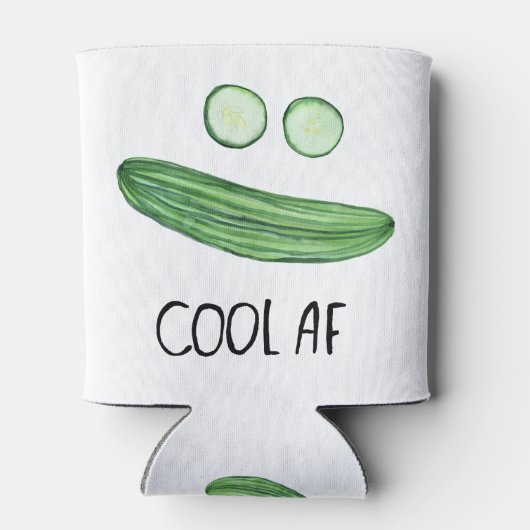 Koel als komkommer "Cool AF" Funny Waterverf Blikjeskoeler (Achterkant)