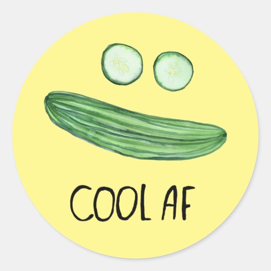 Koel als komkommer "Cool AF" Funny Waterverf Ronde Sticker (Voorkant)