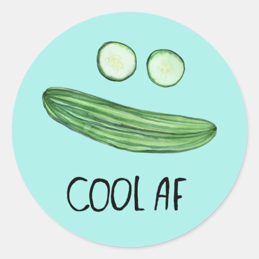 Koel als komkommer "Cool AF" Funny Waterverf Ronde Sticker (Voorkant)