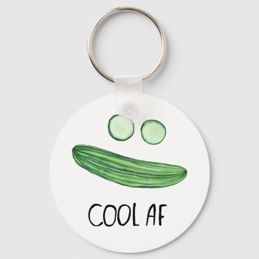 Koel als komkommer "Cool AF" Funny Waterverf Sleutelhanger (Voorkant)