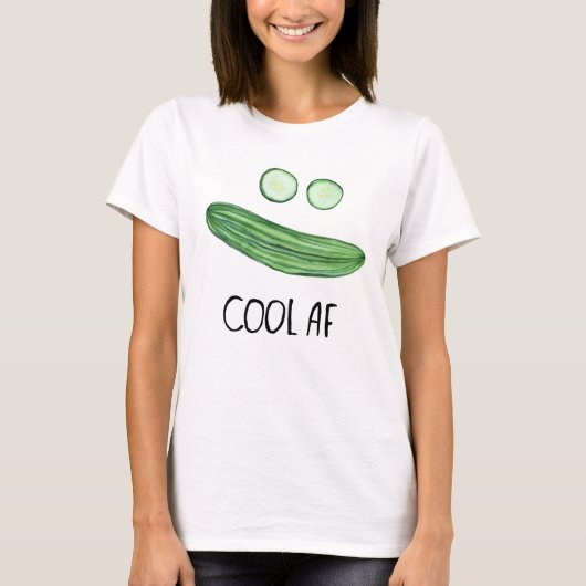 Koel als komkommer "Cool AF" Funny Waterverf T-shirt (Voorkant)