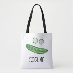 Koel als komkommer "Cool AF" Funny Waterverf Tote Bag