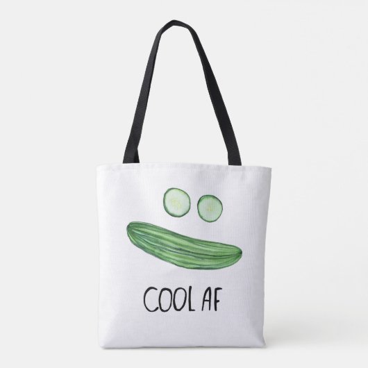 Koel als komkommer "Cool AF" Funny Waterverf Tote Bag (Achterkant)