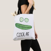 Koel als komkommer "Cool AF" Funny Waterverf Tote Bag (Dichtbij)