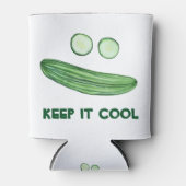 Koel als komkommer "Keep it COOL" Funny Waterverf Blikjeskoeler (Voorkant)