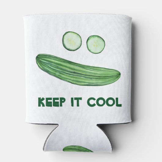 Koel als komkommer "Keep it COOL" Funny Waterverf Blikjeskoeler (Achterkant)