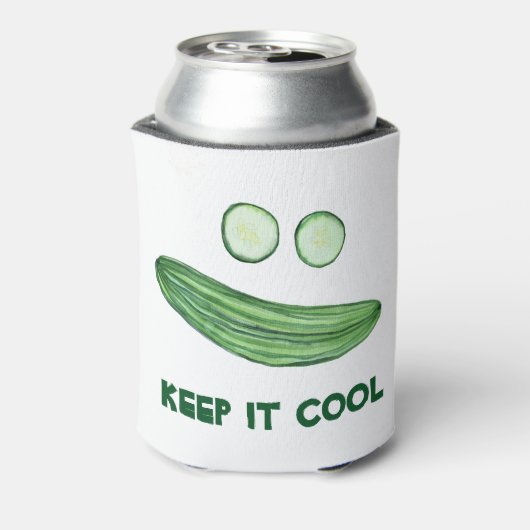 Koel als komkommer "Keep it COOL" Funny Waterverf Blikjeskoeler (Blikje Achterkant)