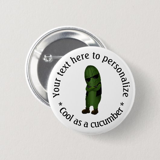 Koel als komkommer op maat ronde button 5,7 cm (Voorkant /achterkant)