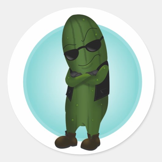 Koel als komkommer ronde sticker (Voorkant)