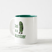 Koel als komkommer tweekleurige koffiemok (Voorkant links)