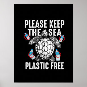 Koel alsjeblieft Zee plastic vrije schimmelschildp Poster