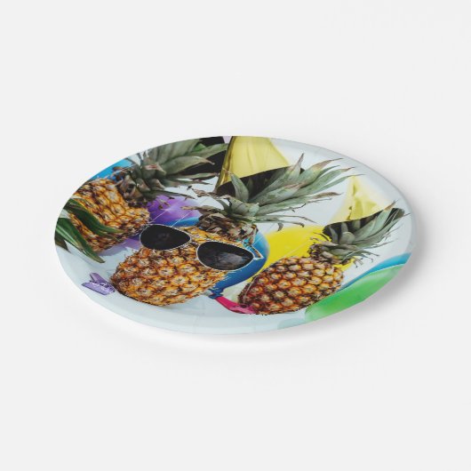 Koel anananas met zonnebril papieren bordje (Gekanteld)