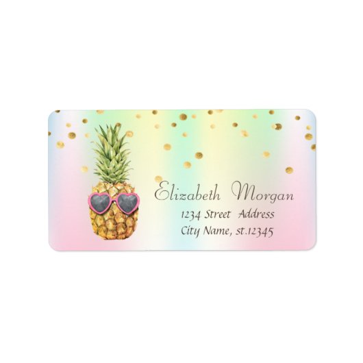 Koel Ananas Confetti Holografisch Etiket (Voorkant)