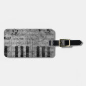 Koel-antiek-grijpeffect pianomuzieknoten bagagelabel (Voorkant horizontaal)