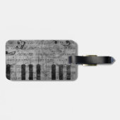 Koel-antiek-grijpeffect pianomuzieknoten bagagelabel (Achterkant horizontaal)