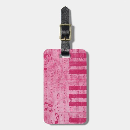 Koel-antiek-grijpeffect pianomuzieknoten bagagelabel (Voorkant verticaal)