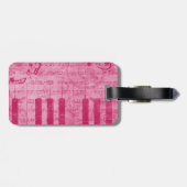 Koel-antiek-grijpeffect pianomuzieknoten bagagelabel (Achterkant horizontaal)