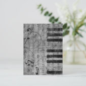 Koel-antiek-grijpeffect pianomuzieknoten briefkaart (Staand voorkant)