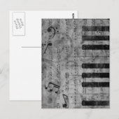 Koel-antiek-grijpeffect pianomuzieknoten briefkaart (Voorkant / Achterkant)