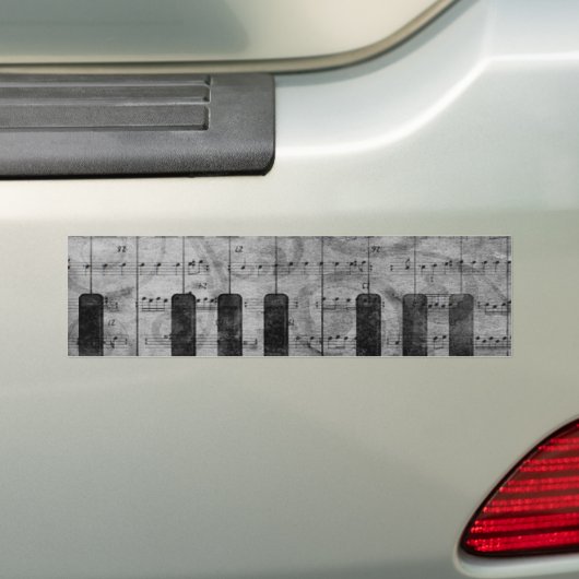 Koel-antiek-grijpeffect pianomuzieknoten bumpersticker (Op auto)