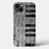 Koel-antiek-grijpeffect pianomuzieknoten Case-Mate iPhone case (Achterkant)