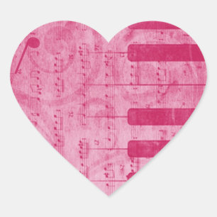 Koel-antiek-grijpeffect pianomuzieknoten hart sticker