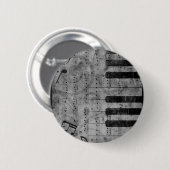 Koel-antiek-grijpeffect pianomuzieknoten ronde button 5,7 cm (Voorkant /achterkant)
