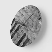 Koel-antiek-grijpeffect pianomuzieknoten ronde klok (Hoek)