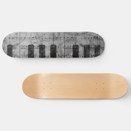 Koel-antiek-grijpeffect pianomuzieknoten skateboard (Horizontaal)