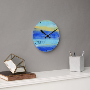 Koel Aqua Blauw Turquoise Zeevaart Abstracte Kunst Ronde Klok