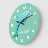 Koel Aqua Blauwe Dolfijn Monogram Grote Klok (Hoek)