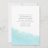 Koel aqua blauwe golf spat splash strand bruiloft kaart (Voorkant)