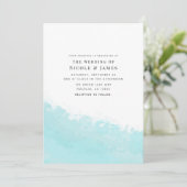 Koel aqua blauwe golf spat splash strand bruiloft kaart (Staand voorkant)