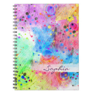 Koel aquarel pauwenveren abstract patroon notitieboek